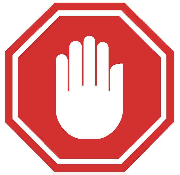 Icon shIcon with hand over warning sign