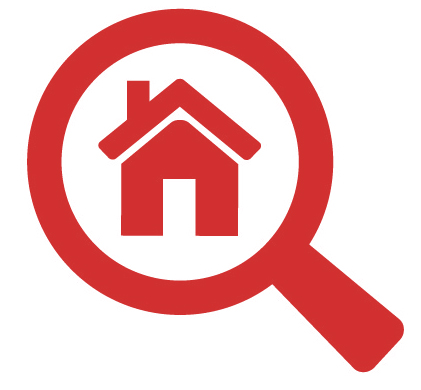 House in a magnifying glass icon